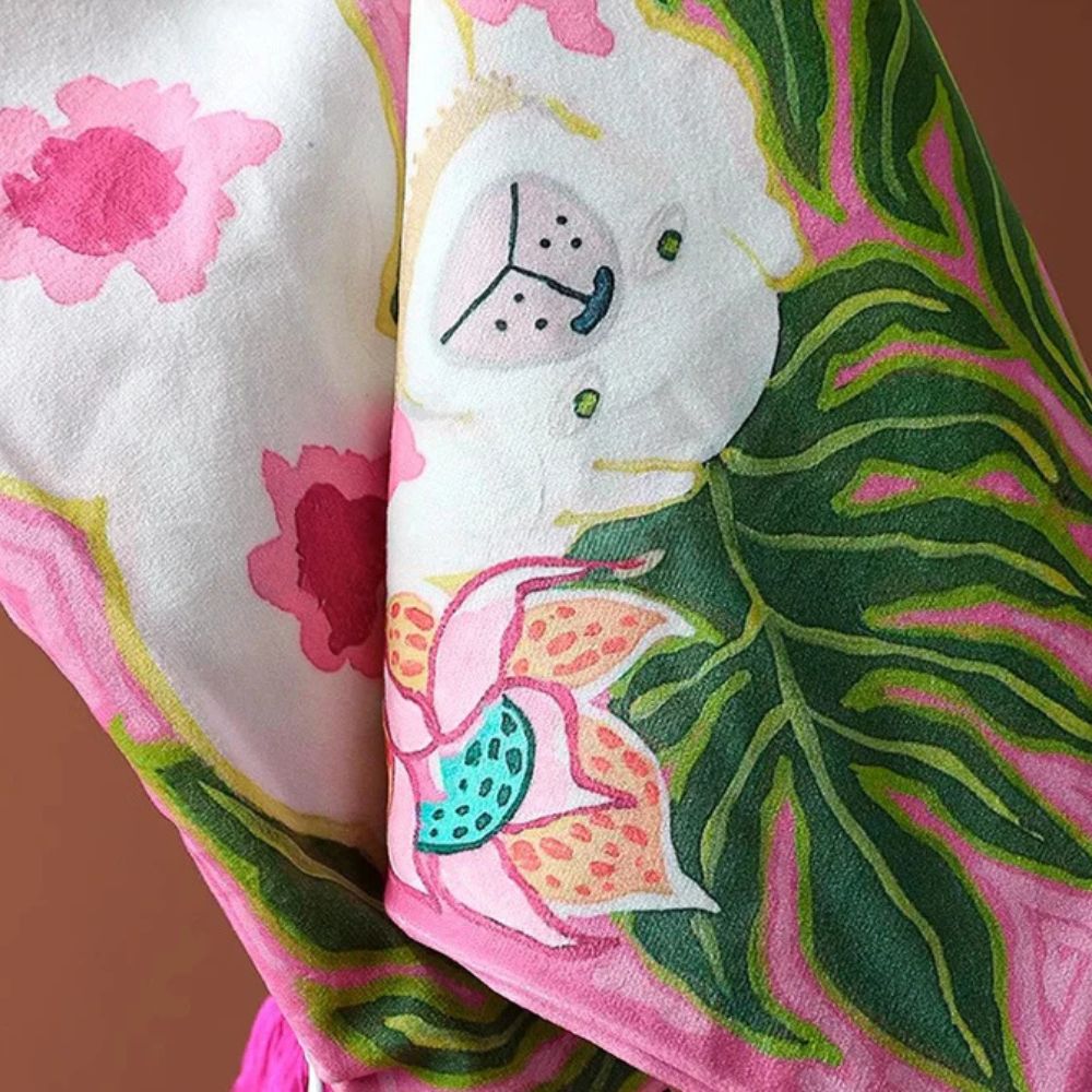 Blush Pink Dog Tassel Cushion Cover — product in use