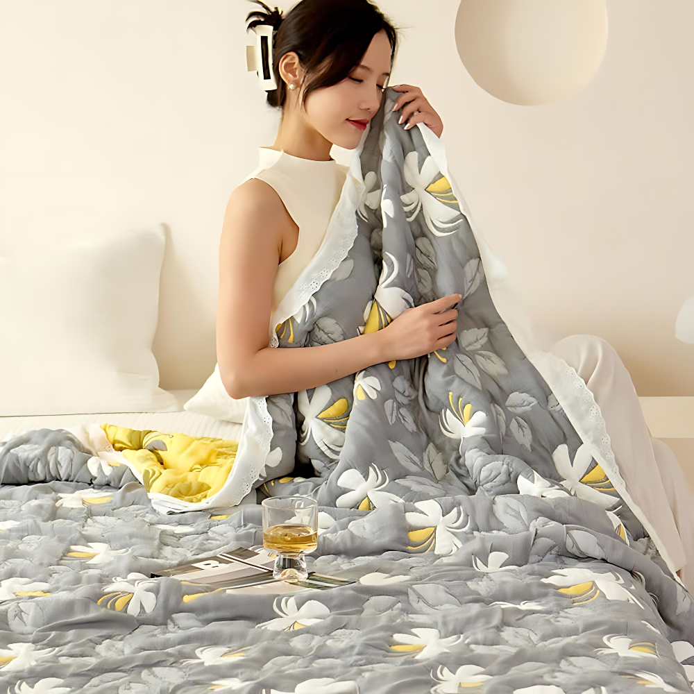 Elegant Floral Summer Blanket — lifestyle shot