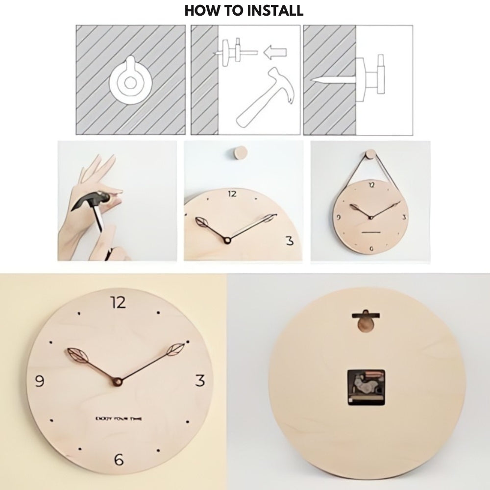 Minimalist Rope Wood Wall Clock — additional view