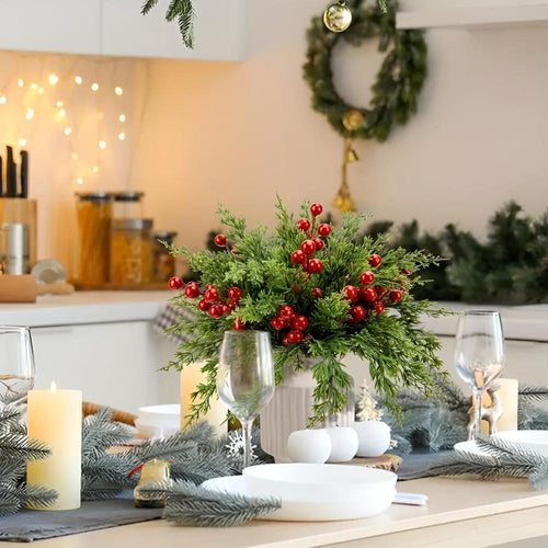 Artificial Pine Branches with Red Berries — main product photo