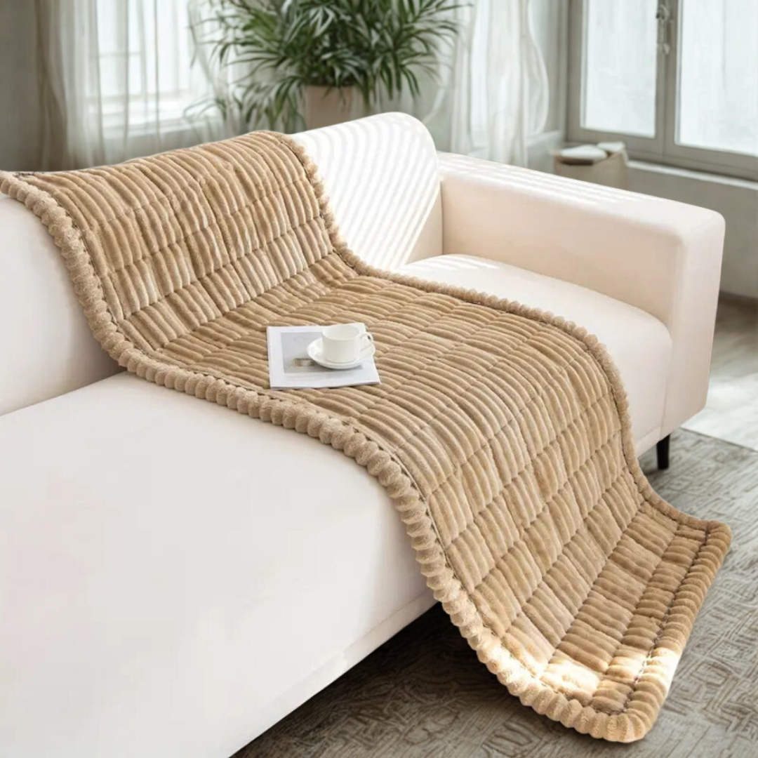 Plush Pleated Edges Sofa Cover
