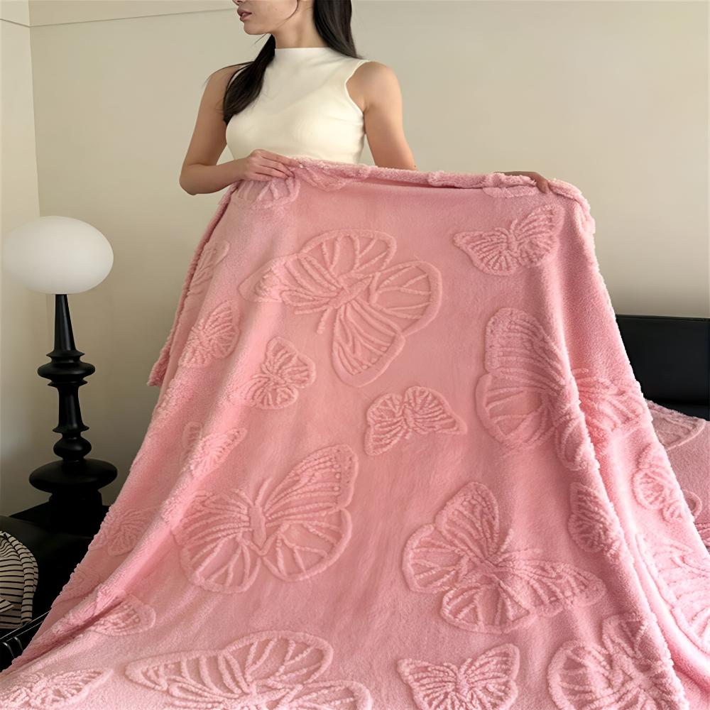 Butterfly Jacquard Flannel Blanket — lifestyle shot