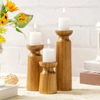 Carved Wooden Candle Holders — product detail view