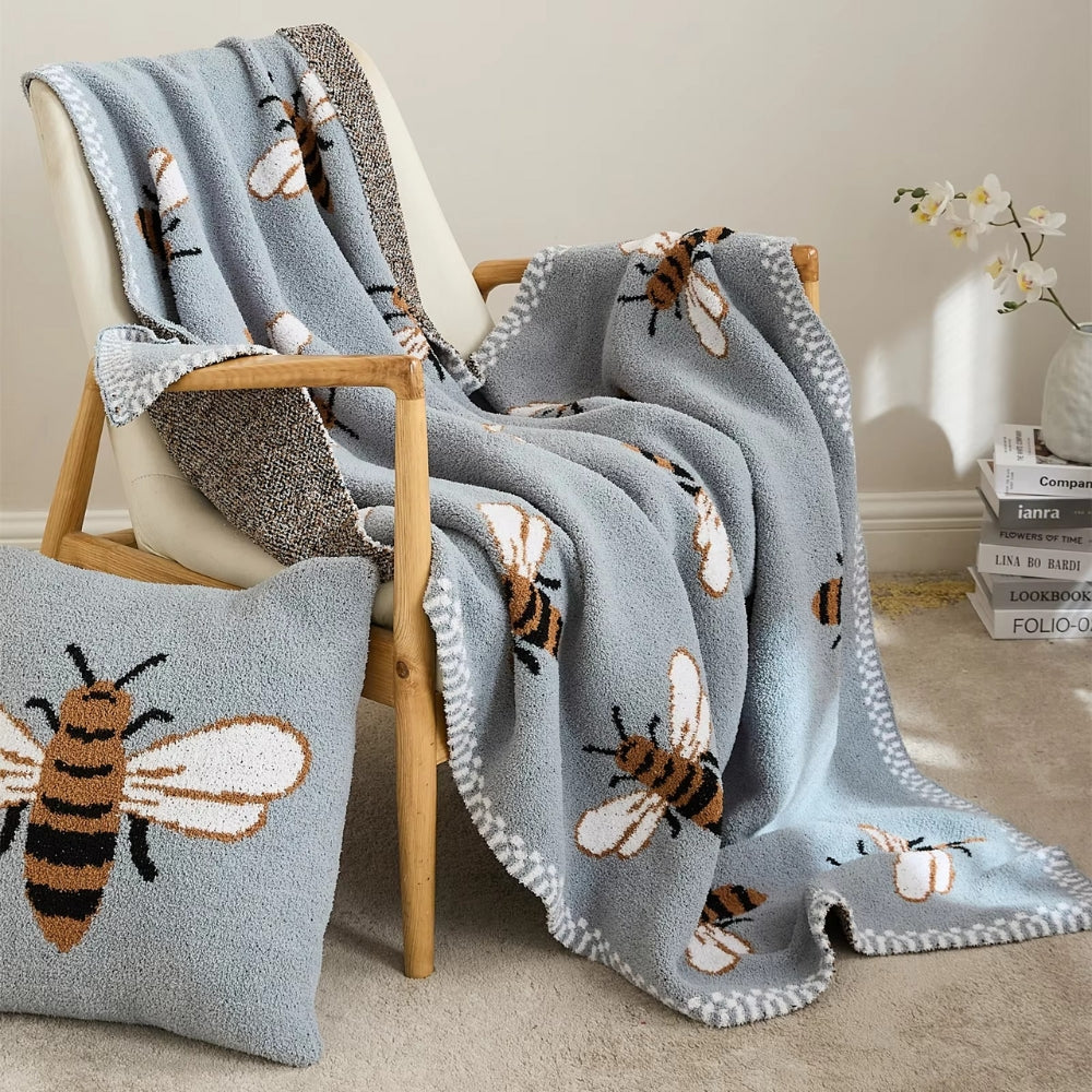 Fuzzy Bee Pattern Throw Blanket — lifestyle shot