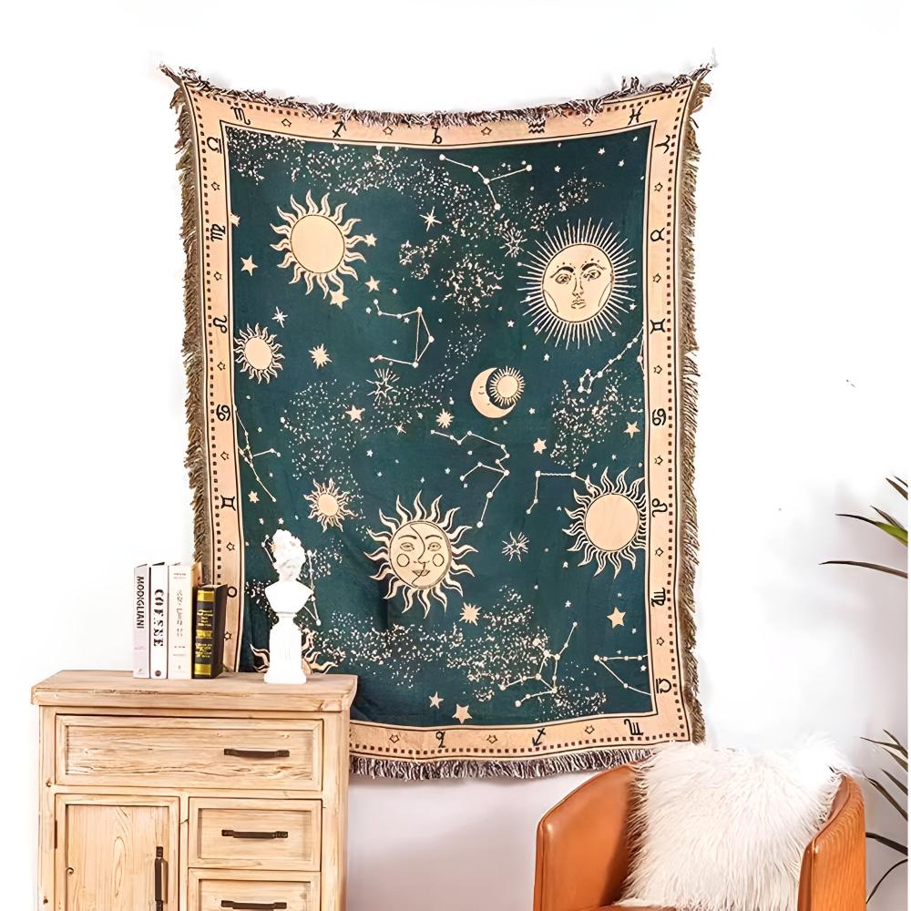 Sun Moon Stars Celestial Blanket — alternate angle view