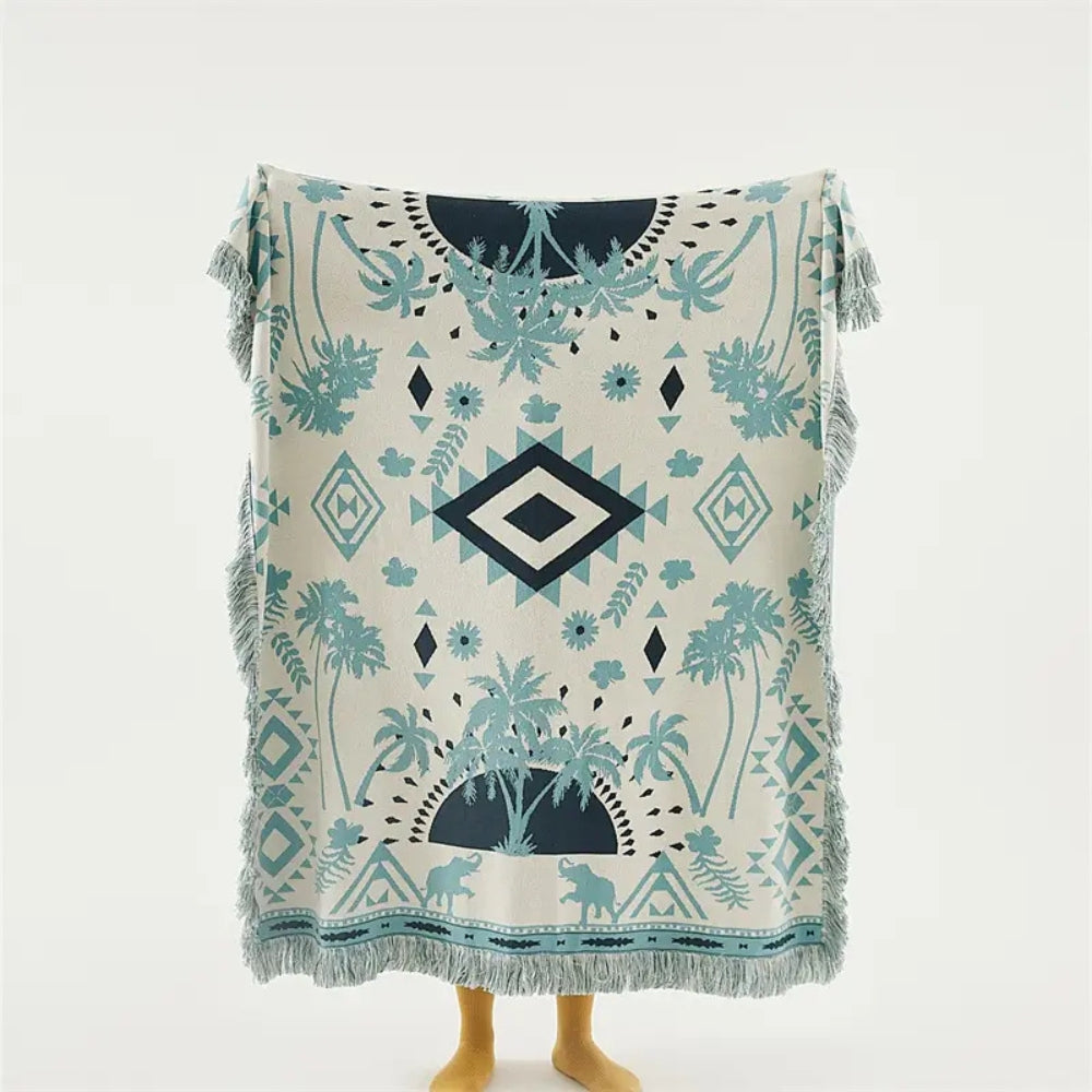 Azura Boho Geometric Knit Blanket — size and scale reference