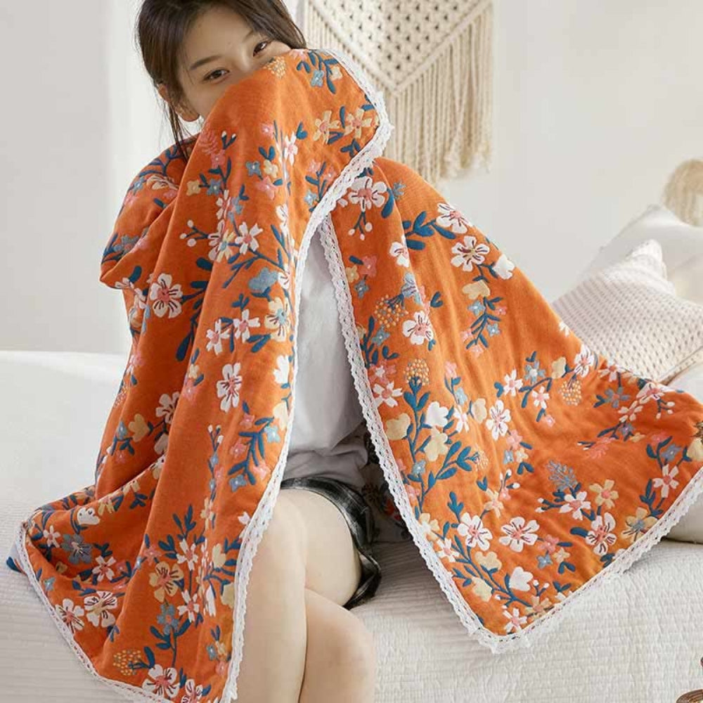 Lacey Botanical Cotton Bath Towel — product in use