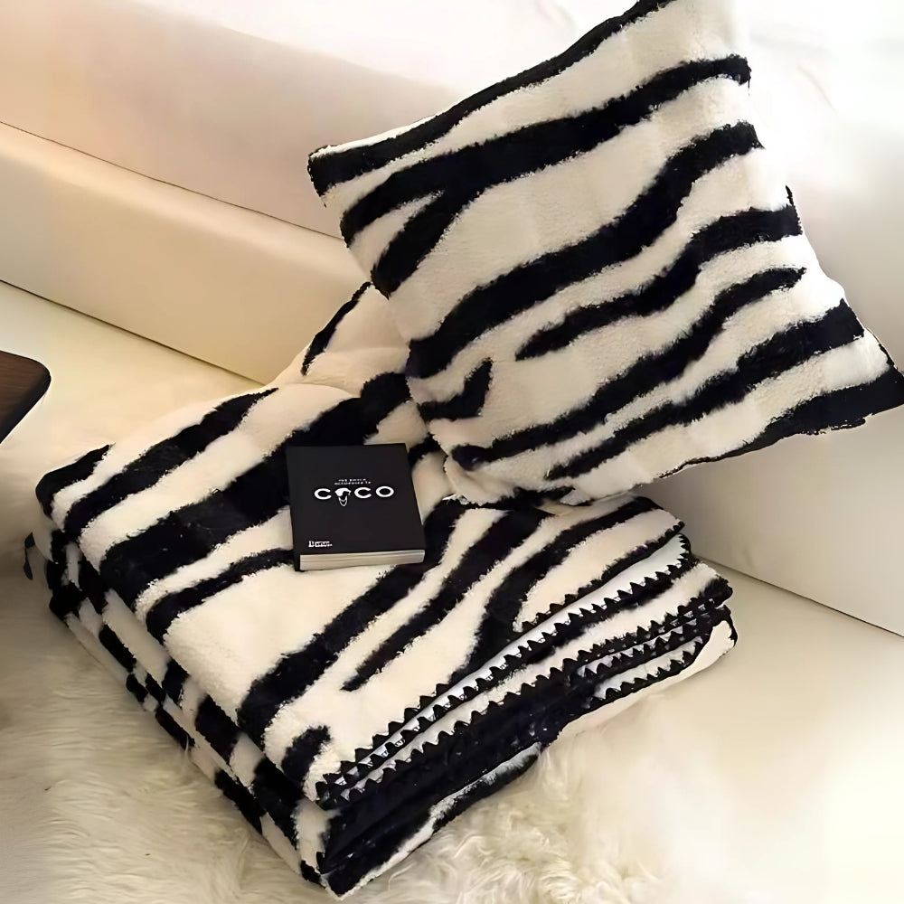 Zebra Print Luxe Faux Fur Blanket — additional view
