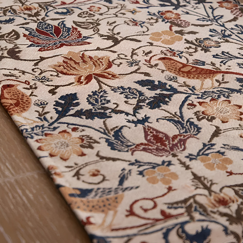 Vintage Floral & Bird Jacquard Table Runner — lifestyle shot