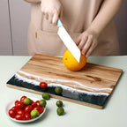 Ocean Wave Resin Acacia Wood Cutting Board — product in use