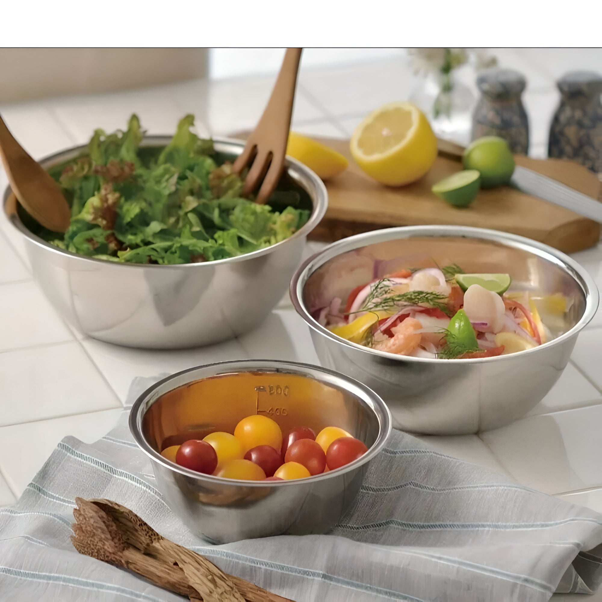 3pcs Stainless Steel Mixing Bowl Set — product close-up