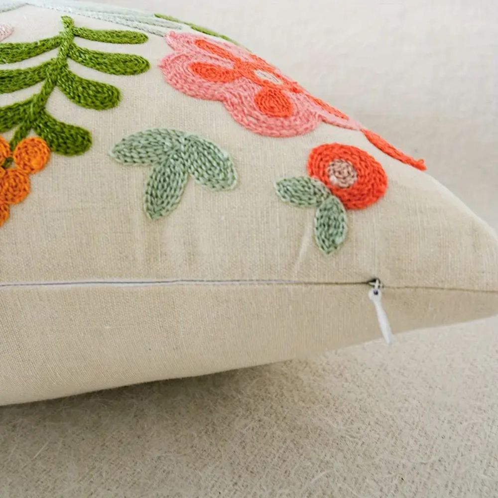 Ethereal Embroidery Floral Cushion Cover — product close-up
