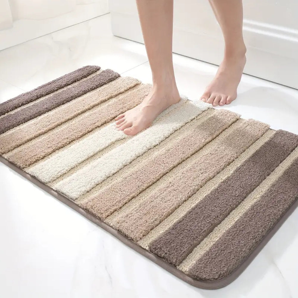 Lumiére Striped Absorbent Bath Mat — size and scale reference