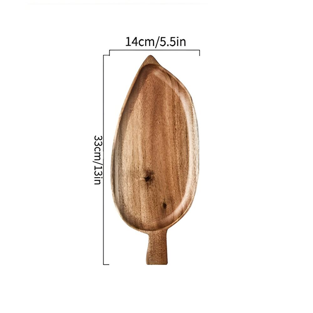 Leaf-Shaped Wooden Serving Plate — material texture close-up