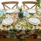 Monstera Leaves Cotton Tablecloth — lifestyle shot