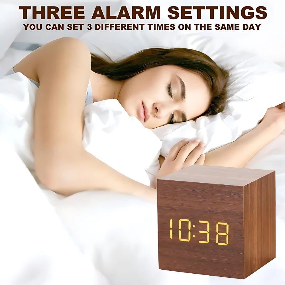 Modern Cube LED Alarm Clock — product detail view