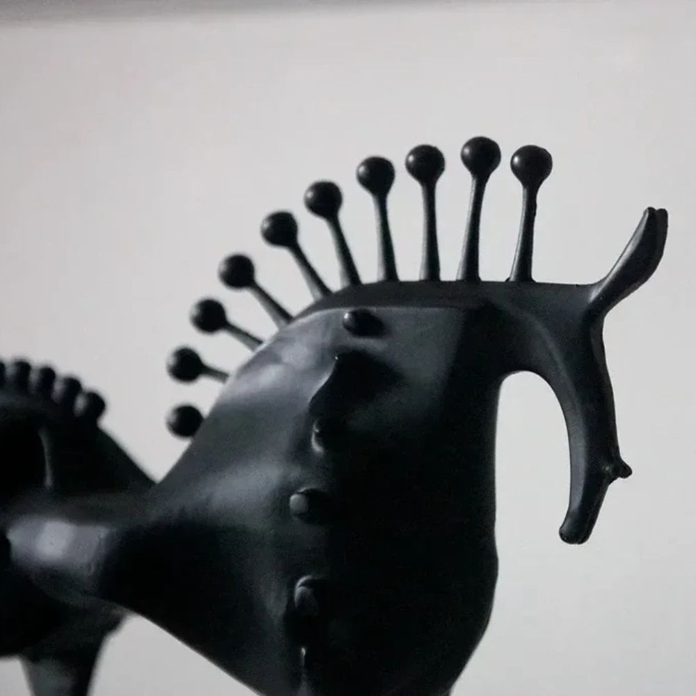 Black Stallion Metal Sculpture — product close-up