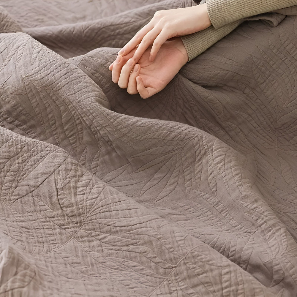 Soft Leaf Cotton Blanket — lifestyle shot