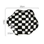 Classic Checkered Ceramic Plate — product feature detail