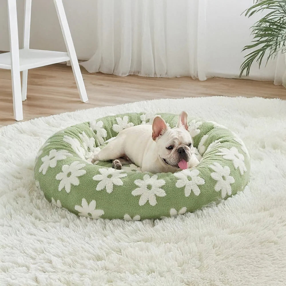 Snuggle Floral Checkerboard Pet Bed — product close-up