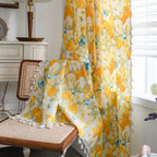 Sunshine Blooms Floral Tasseled Curtain — product in use