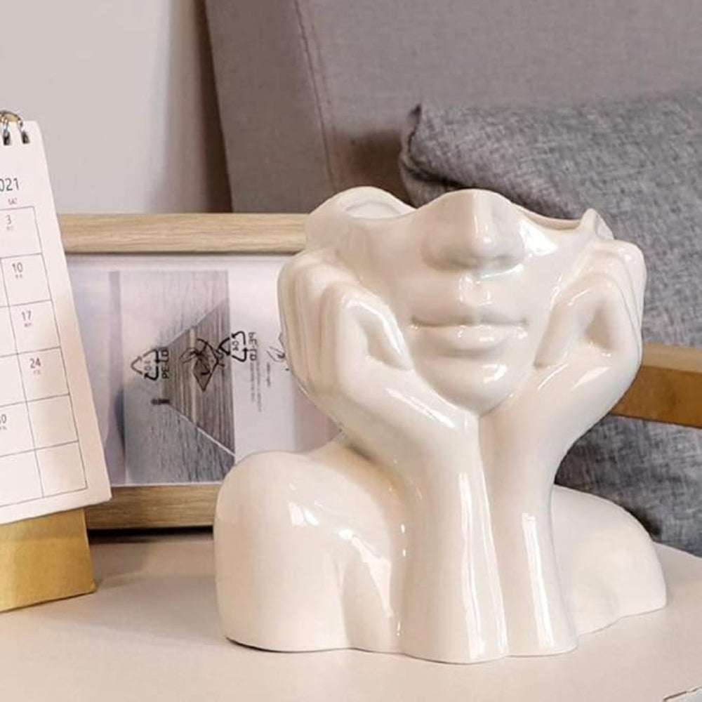 Half Face Modern Flower Vase — product in use