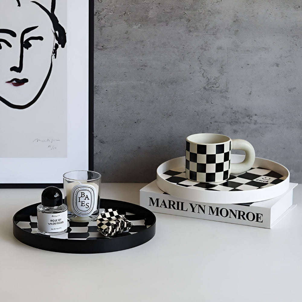 Round Checkerboard Storage Tray — product close-up