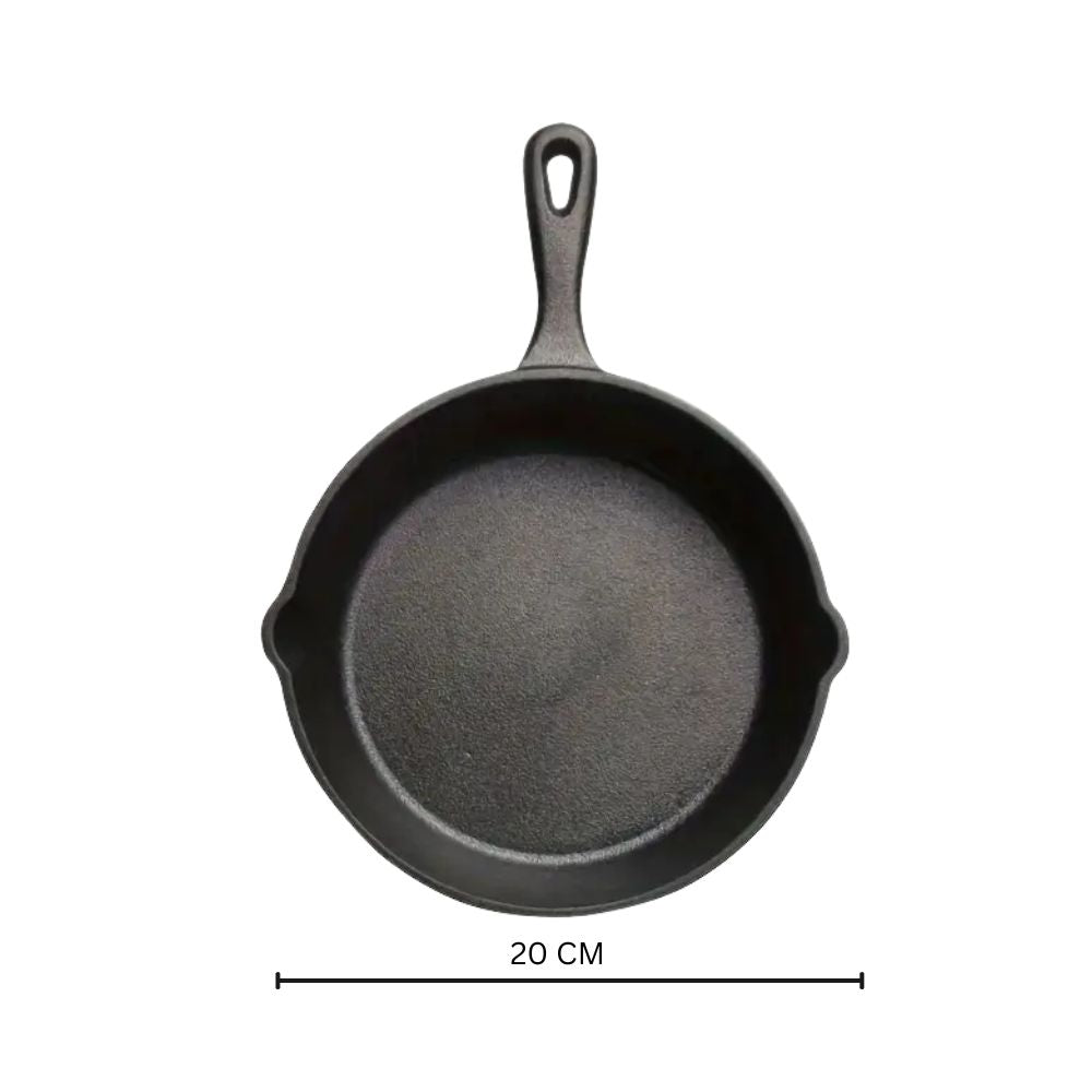 Black Cast Iron Frying Pan — alternate angle view