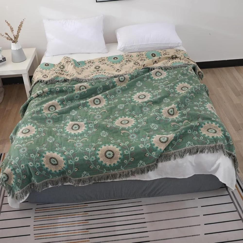 Retro Mandala Reversible Blanket — lifestyle shot
