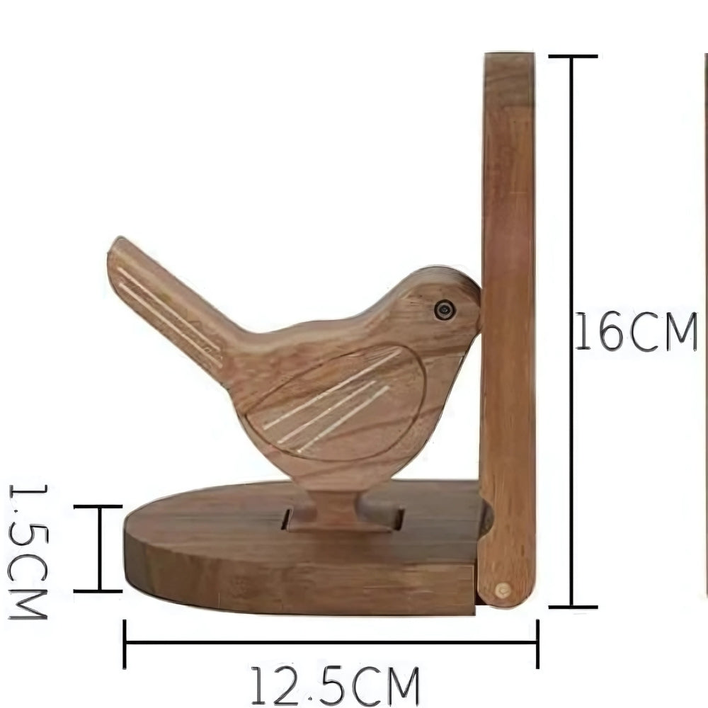 Sparrow Bird Wooden Multi-Use Bookends — product feature detail