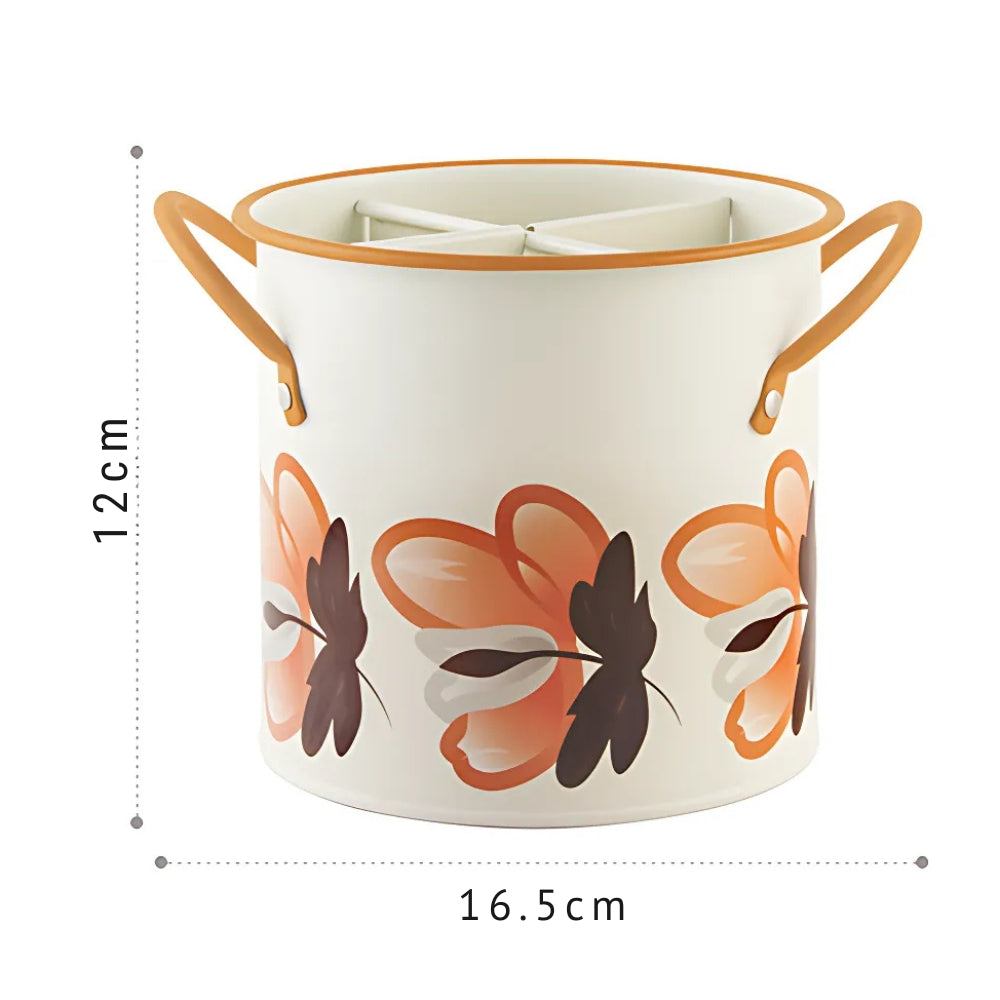 Floral Utensil Storage Basket with Divider Lid — alternate angle view