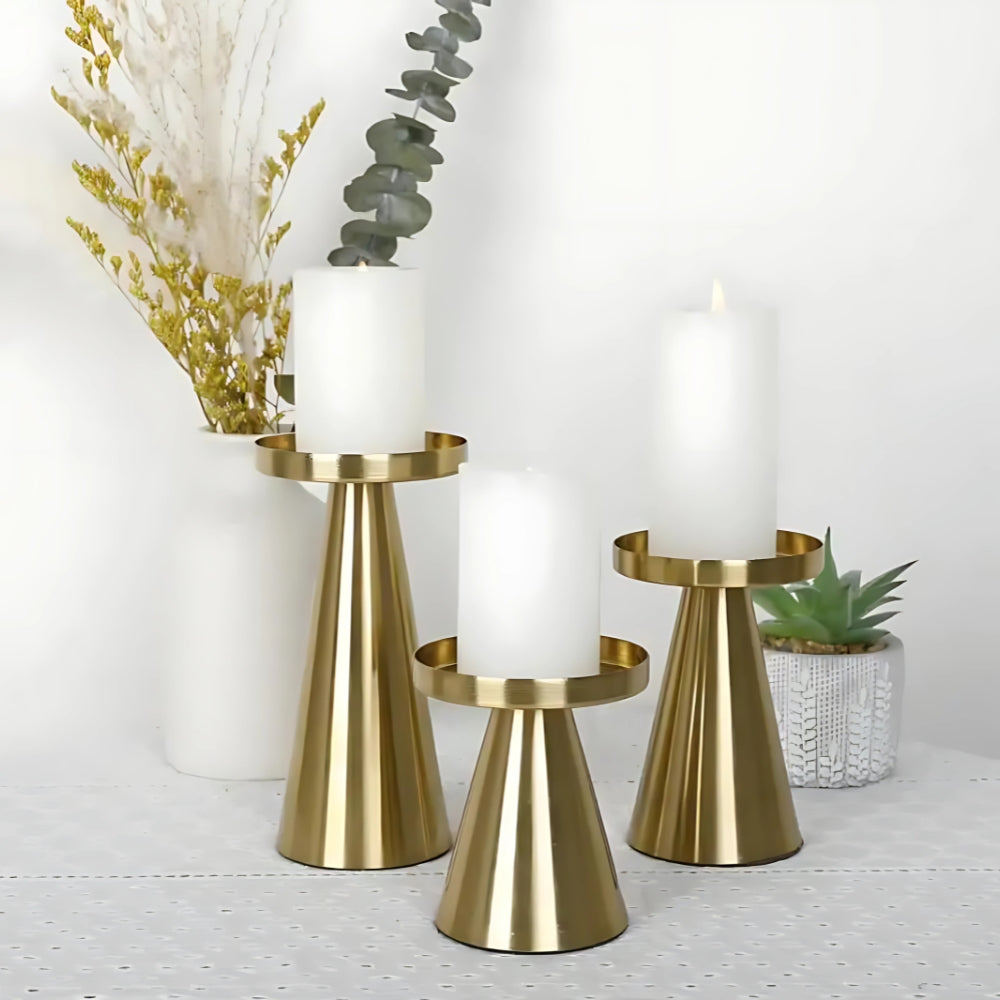 Elegant Brass Candle Holders | Set of 3 — main product photo