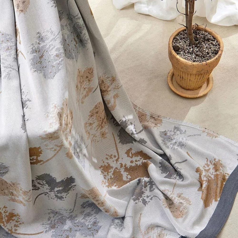 Elegant Leaf Bamboo Fiber Cooling Blanket — product close-up