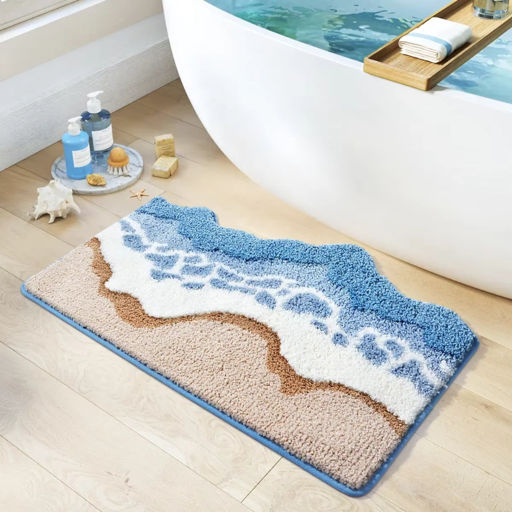 Seaside Ocean Waves Non-Slip Bathroom Mat — additional view