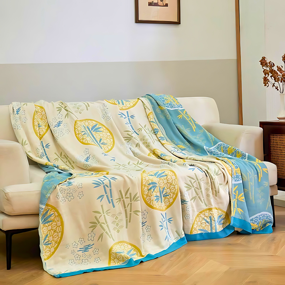 Bamboo Flower Soft Cooling Blanket — product in use