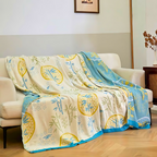 Bamboo Flower Soft Cooling Blanket — product in use