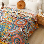 Moroccan Floral Jacquard Cotton Blanket — alternate angle view