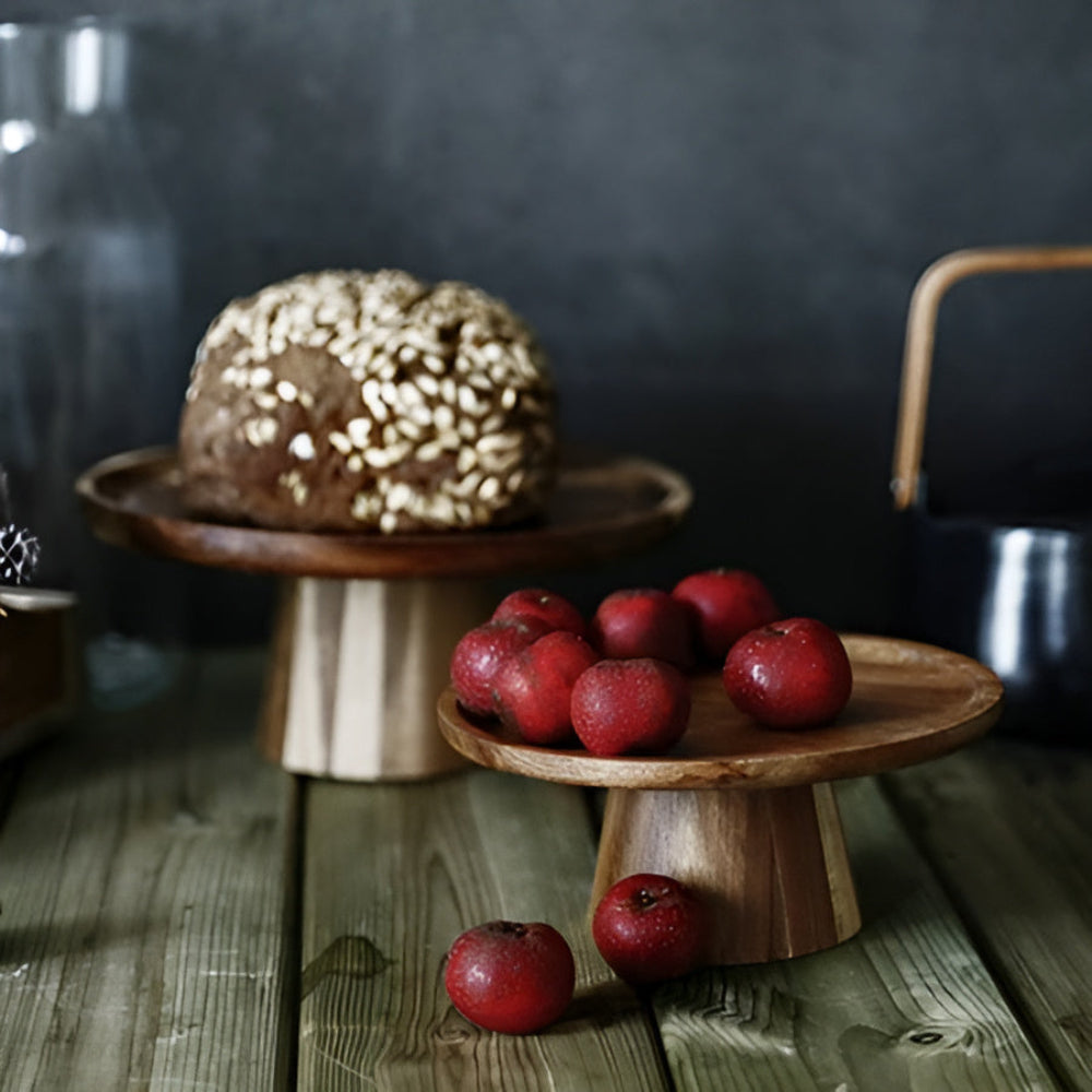 High Stand Wooden Cake Plate — size and scale reference