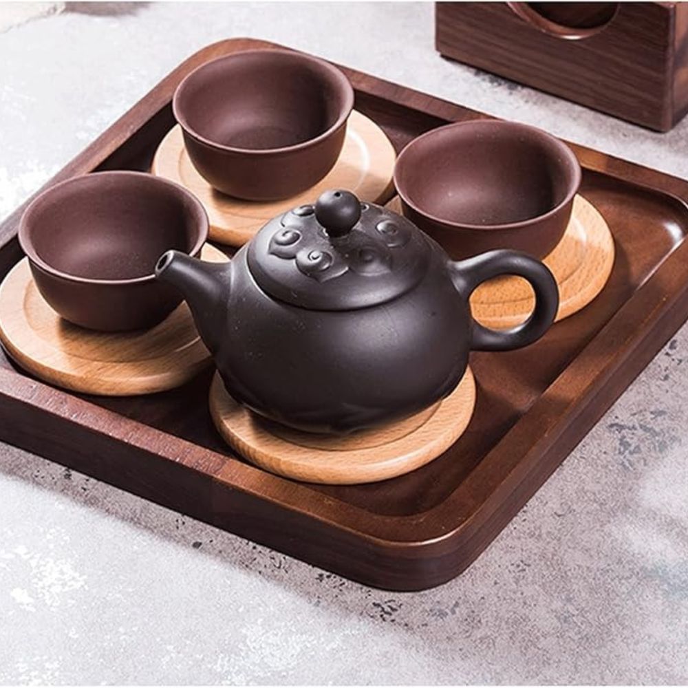 Japanese Style Wooden Coaster | 6pcs Set — product close-up