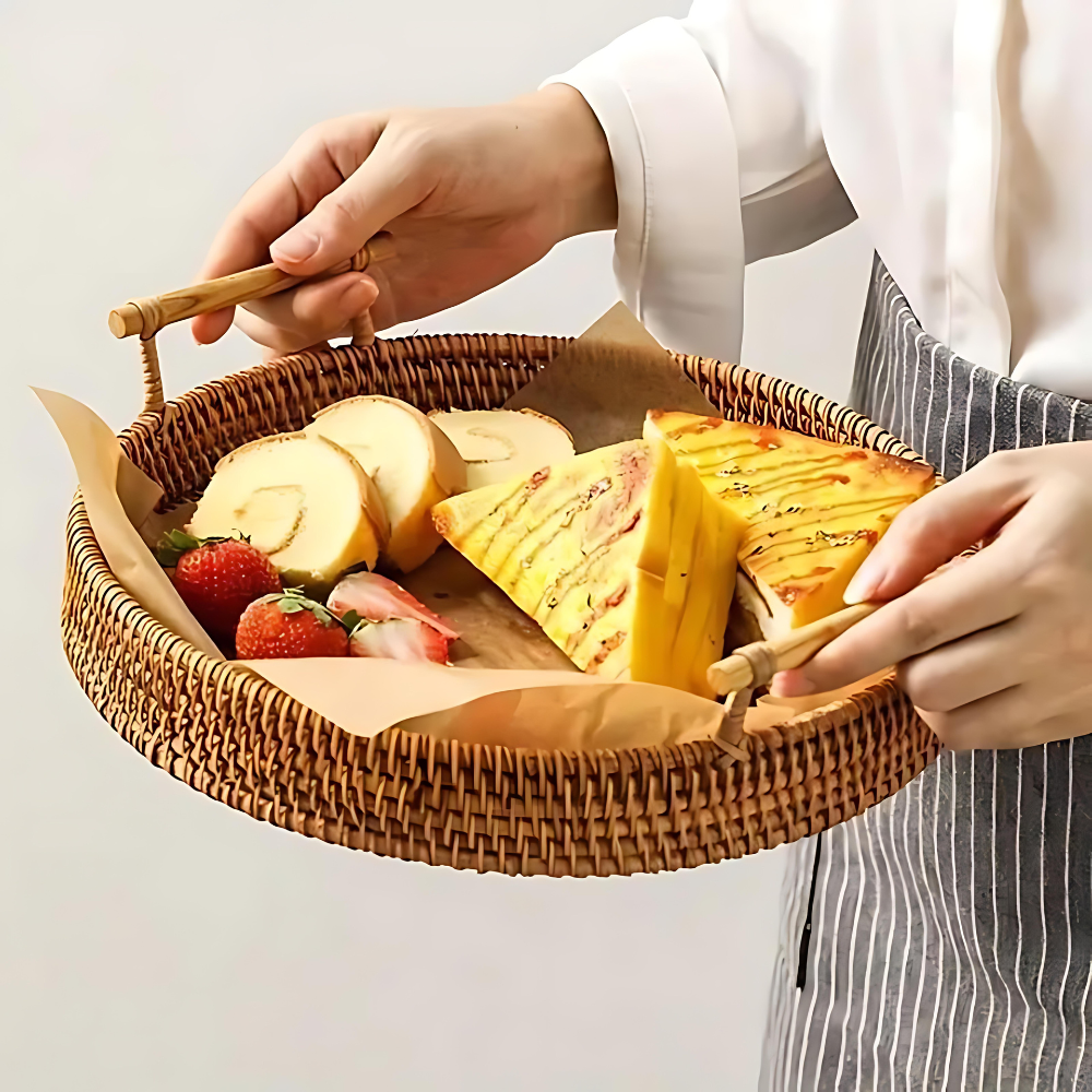 Handcrafted Rattan Serving Tray — product detail view