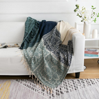 Floral Tassel Knit Bohemian Blanket — product close-up