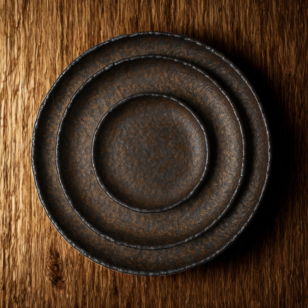 Hammer-Divot Inspired Industrial Plate Set — lifestyle shot