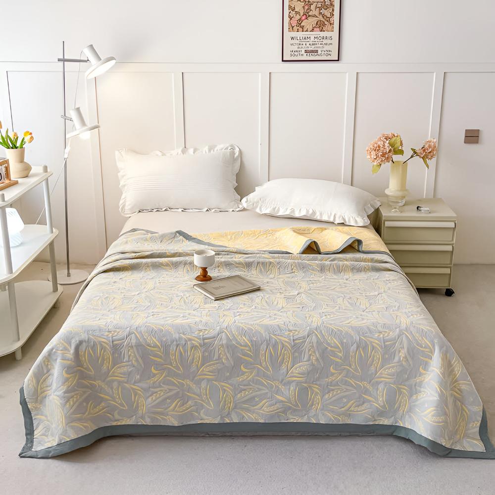 Wheat Garden Reversible Cotton Throw — product close-up