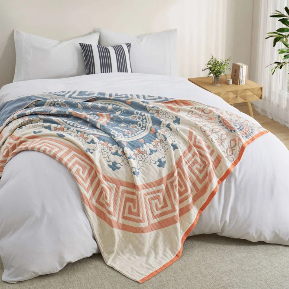 Breathable Cotton Geometric Design Blanket — product detail view