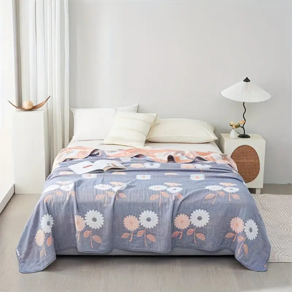 Zyphara Reversible Cotton Floral Blanket — main product photo