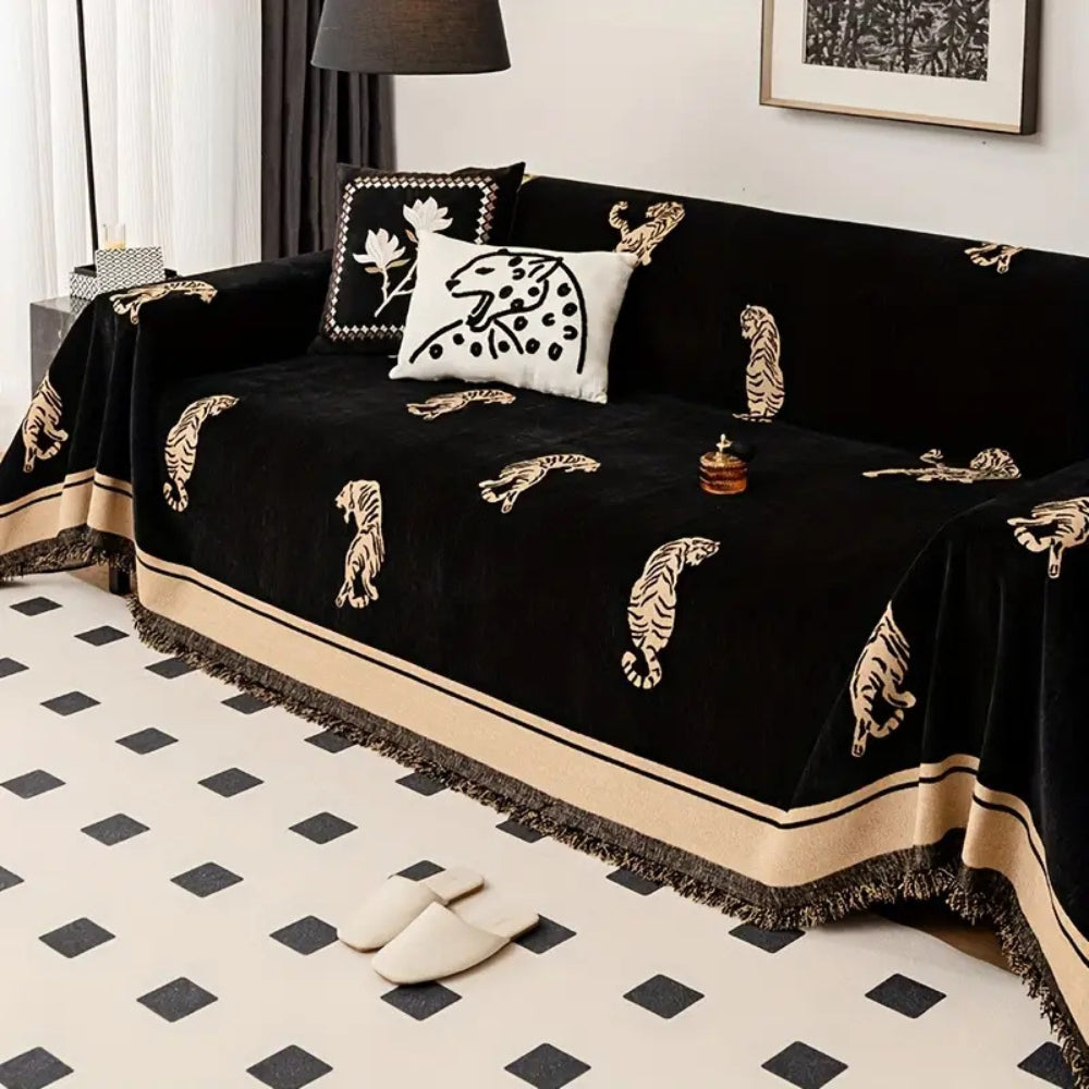 Safari Tiger Chenille Sofa Cover