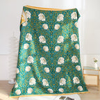 Green Botanical Bloom Cotton Blanket — additional view