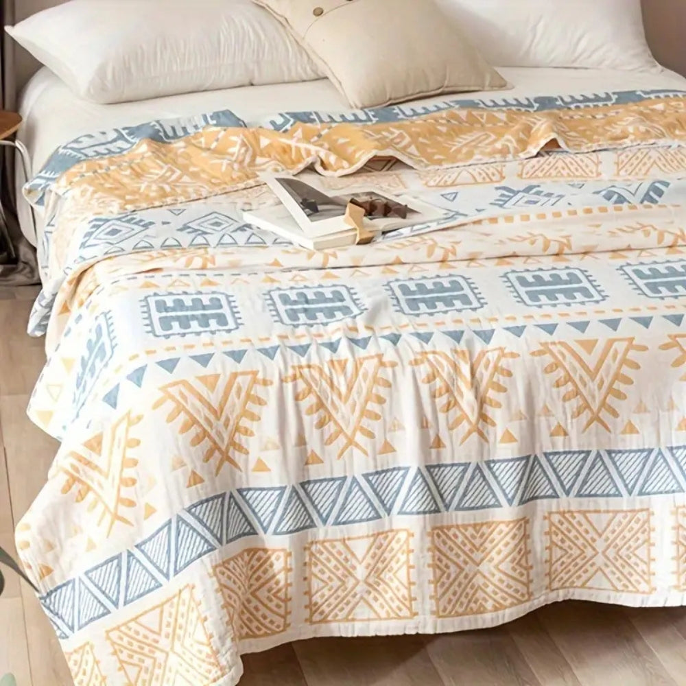 Aztec Layers Pure Cotton Blanket — product detail view