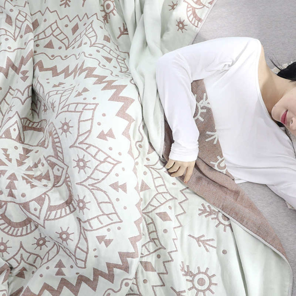 Mandala Art Pattern Reversible Cotton Blanket — product close-up