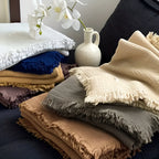 Cotton Crinkle Tassel Blanket — product detail view